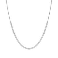 Collier tennis unisexe en or blanc massif 14 carats avec diamant CVD de laboratoire 0,10 carat taille brillant, plaqué rhodium, style hip-hop, 16/18/22 pouces