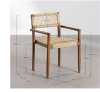 Chaise simple moderne en bois et en rotin tressé à la main, mobilier de salon écologique