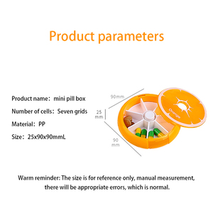 Ngoài trời nhựa hàng tuần <span class=keywords><strong>Pill</strong></span> Box với trái cây hình tròn xoay Tablet Dispenser lưu trữ trường hợp - Product Image 5