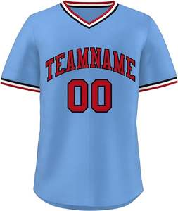 เสื้อเบสบอลคอวีเยาวชน เสื้อซอฟท์บอลแบบกําหนดเองคอวี เสื้อเบสบอลแขนสั้นสีน้ําเงินและสีส้ม เสื้อซอฟท์บอล - Product Image 1