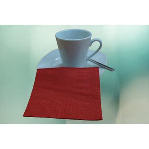 Tovaglioli Rossi 20x20cm con Bordo Goffrato, 100 Pezzi, 60 Confezioni, B2B - Product Image 1