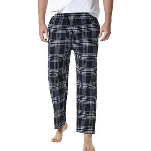 กางเกงนอนผ้าแคนวาสเนื้อนุ่มคุณภาพส่งออก น้ำหนักเบา สวมใส่สบาย มีเชือกผูกเอว ผ้าฟลานเนลเนื้อนุ่มสำหรับผู้ชาย - Product Image 1