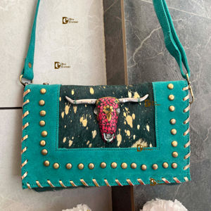 Bolso cruzado de cuero de vaca metálico de estilo occidental con tallado de dirección y borla en forma de cruz Sling monedero/bolso de compras del comprador - Product Image 1