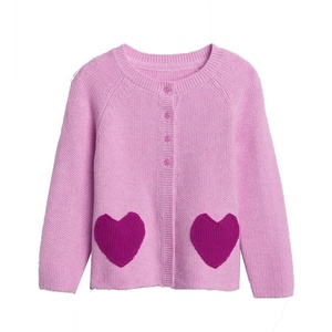 Casual Women's Knitted Cotton/Wool <b>Cardigan</b> Sweater Heart Embroidery Button for Sorority Fraternity Wear <b>Front</b> Logo - Product Image 5