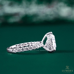 Bague de fiançailles solitaire en diamant taille cœur et taille rond, couleur D E, clarté VVS2 VS1, bijou raffiné, cadeau pour elle - Product Image 2