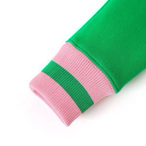 Sweat-shirt en chenille vert imprimé hiver durable AKA 1908, bande rose respirante, bord côtelé doré, poche kangourou - Product Image 6