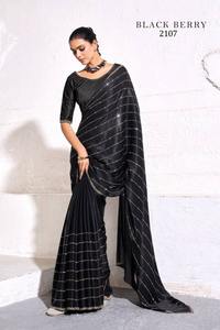 Collection de saris en satin élégant et moderne avec travail manuel Zarkan pour les mariages et les fêtes Vêtements ethniques en gros en vrac OEM personnalisés - Product Image 5