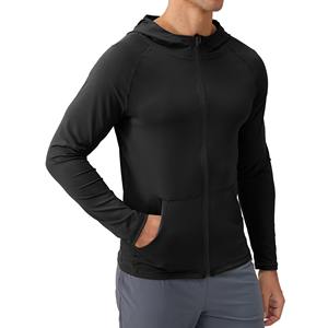 Wholesales Full Zip Men's Winter Solid Polyester/Cotton Breathable Quick Dry Workout Gym Hoodie Outdoor Running Plain Dyed - Product Image 5