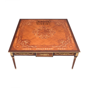 Ensemble de table basse en bois classique de luxe avec incrustations carrées - Product Image 3