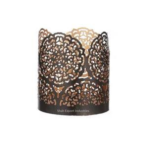 Awesome Design Black Round Votive <b>Candle</b> <b>Holder</b> With Floral Metal Cut Design for Events and Weddings Decorations - Product Image 1