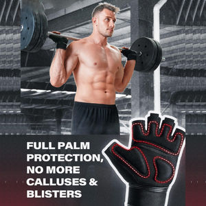 Guantes de cuero antideslizantes de neopreno unisex, guantes de agarre para levantamiento de pesas y entrenamiento de gimnasio, accesorios deportivos - Product Image 1