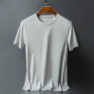 Été 100% Coton mercerisé Hommes T-shirts en soie O-Neck Short Sleeve Loose Straight Tops Simple Casual Tees For Minimalist - Product Image 2