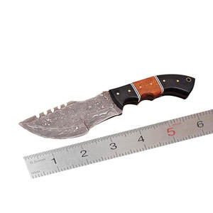 Cuchillo de Supervivencia de Acero de Damasco Hecho a Mano, Cuchillo de Bushcraft para Campamento al Aire Libre, Espiga Completa - Product Image 1