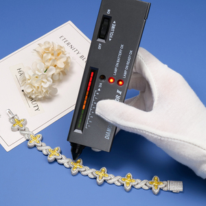 Pulsera de Plata 925 para Mujer, Diseño de Lujo con Certificación GRA, Eslabones Cubanos, Flor Amarilla Limón, Trébol de Cuatro Hojas, Moissanita VVS, Precio de Fábrica - Product Image 4