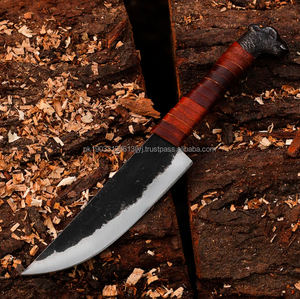 Couteau Viking fait à la main en acier au carbone personnalisé avec poignée forgée à la main et gaine en cuir fin Couteau à lame fixe Puukko forgé - Product Image 3