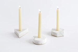 Unique Design White <b>Marble</b> <b>Candle</b> <b>Holder</b> Geometric Shape Tabletop 9cm diameter Tea Light <b>Holder</b> Set of 3 - Product Image 5