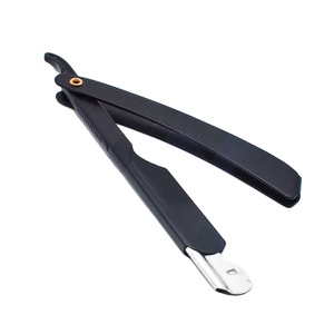 High Quality Stainless Steel Barber Shaving Razor American Straight Edge Black Matte Finish Foldable - Product Image 1