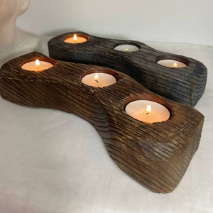 Bougeoir en bois à six colonnes, idéal pour la décoration intérieure, centre de table et éclairage festif, fabriqué à la main en Inde - Product Image 1