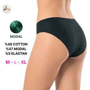 Culottes bikini femme en coton modal uni, taille mi-haute, tricotées, écologiques, avec logo à la taille, sans coutures, lavables en machine - Product Image 5