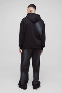 Survêtements personnalisés à capuche, coupe ample et longue, avec fermeture éclair, broderie et délavage par pulvérisation, en coton 400 GSM, prix abordable, OEM - Product Image 2