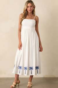 Vestido Maxi de Alta Calidad, Bordado a Mano, Tejido Natural, Lavable, 100% Algodón, Manga Corta, Casual, Blanco, para Mujer - Product Image 4