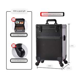 Mallette cosmétique chariot 4-en-1 mallette <span class=keywords><strong>de</strong></span> maquillage grande avec roues <span class=keywords><strong>valise</strong></span> <span class=keywords><strong>de</strong></span> <span class=keywords><strong>coiffure</strong></span> <span class=keywords><strong>de</strong></span> beauté en aluminium - Product Image 2