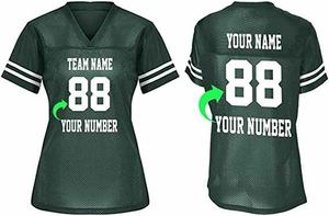 เสื้อเจอร์ซี่อเมริกันฟุตบอลผู้หญิงออกแบบได้เองเสื้อรักบี้แขนสั้นพิมพ์ลายปักโลโก้ทำจากโพลีเอสเตอร์ - Product Image 3