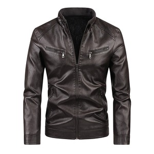 Chaqueta de Motociclista Negra de Cuero Genuino y Lona para Hombre, Clásica de Invierno, a la Moda, Impermeable, Cortavientos, Ajustada, con Cremallera y Forro de Piel - Product Image 3