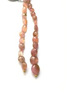 ลูกปัดทัวร์มาลีนสีชมพูอ่อนธรรมชาติ ขัดเรียบ 2 เส้น สำหรับทำเครื่องประดับอัญมณี - Product Image 3