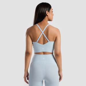 Sujetador deportivo Radient Aqua Fitness de talla grande, ligero, acolchado, para gimnasio, con logo frontal, estilo estampado activo, forro de elastano. - Product Image 2