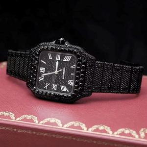 Montre en acier inoxydable à deux tons entièrement sertie de diamants de moissanite, style hip-hop pour homme, style business - Product Image 2