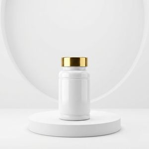 Flacon pharmaceutique rond en PET blanc de 100 cc avec bouchon à vis pour l'emballage de compléments vitaminiques, fabriqué au Vietnam - Product Image 1