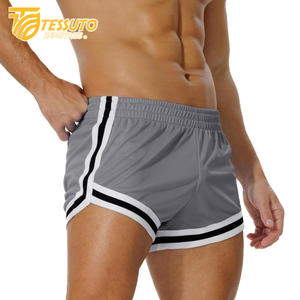 Pantalones cortos atléticos para correr de alta calidad para hombres y mujeres, pantalones cortos transpirables de secado rápido, bolsillos con cremallera a rayas, teñidos lisos - Product Image 4