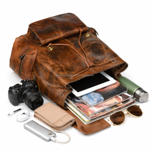 Sac à dos en cuir véritable, élégant, durable, de qualité supérieure, design spacieux, bretelles confortables, parfait pour les voyages et le travail - Product Image 4