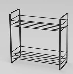 Estante de especias de cocina de hierro de granja con acabado desgastado y respaldo de malla metálica creado para soluciones de almacenamiento de cocina Vidrio - Product Image 3