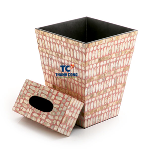 Vente en gros de corbeille décorative en nacre faite à la main, incrustée de coquillages, pour salle de bain de luxe, hôtel, villa, décoration du Moyen-Orient - Product Image 1