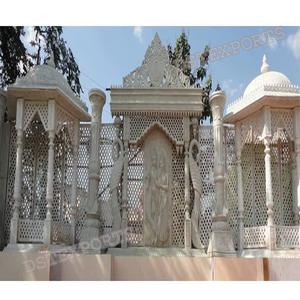 Escenario de fibra de Radha Krishna de boda real, escenario de boda majestuoso moderno con templos, gran boda hindú, escenario de Radha Krishna - Product Image 1