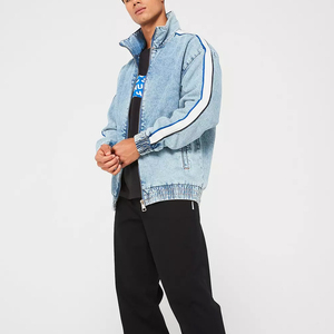 Personnalisé de haute qualité lavé à l'acide surdimensionné en toile dégradée sweat à capuche avec cordon de serrage fermeture éclair denim soleil délavé veste hiver - Product Image 3