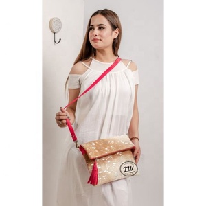 LW Genuine Leather Folding Clutch Animal Print Colored Sling <b>Bag</b> with Zipper Closure and Pearl Decoration Fashion <b>Accessory</b> - Product Image 2
