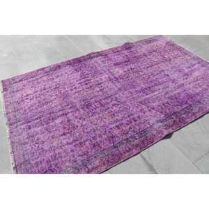Alfombra Turca Vintage de 5.4x5.3 pies (164x161 cm), Alfombra Floral Morada - Product Image 4