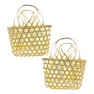 PANIER CADEAU EN BAMBOU réutilisable écologique avec poignées Emballage durable pour cadeaux ou stockage Décoration intérieure - Product Image 1