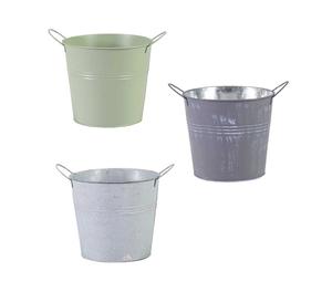 Jardinière en métal fini galvanisé à l'aspect classique avec poignées pour jardinières décoratives de jardin extérieur à la maison - Product Image 2