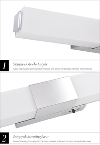 Modern Aluminum LED Wall <b>Lamp</b> 3500K <b>Warm</b> White Rectangular Shade Surface Mounted for Bathroom Mirror Lighting - Product Image 6