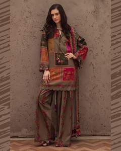 Anarkali Shamoze Silk Digital Print Shirt & Sleeves With Trouser & Dupatta 3Pc Dress | Ssumaira Collection - Product Image 1