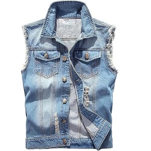 Nouveauté Design Vêtements de rue pour hommes Mode Veste en jean déchirée délavée Casual Vestes sans manches d'extérieur Imperméable - Product Image 6