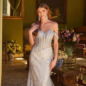 เดรสงานราตรีปักด้วยมือประดับด้วยลูกปัดสำหรับงานแต่งและงานปาร์ตี้ - Product Image 1