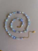 Collier tendance fait main en perles d'eau douce, plaqué or 18 carats, style Cottagecore, géométrique, avec fleur en pierre naturelle