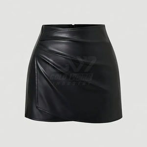 Fashion Stylish Summer Ladies <b>PU</b> Coated Leather <b>Skirt</b> Custom Made Leather <b>Skirt</b> Made In Pakistan - Product Image 2