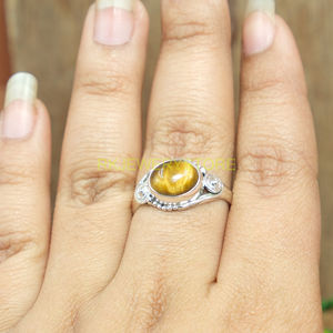 แหวนไทเกอร์อาย, แหวนเงินแท้ 925, แหวนหินสีน้ำตาล, แหวนพลอย, แหวนดีไซน์แฮนด์เมด, ของขวัญวันเกิดคริสต์มาส, เครื่องประดับ - Product Image 3