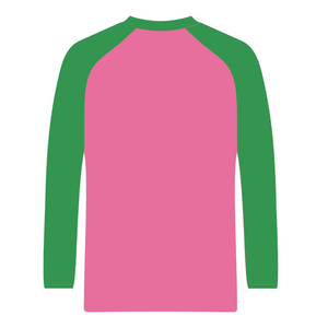 T-shirt à manches longues rose Legacy Raglan, sororité grecque, t-shirt rose et vert pour femmes, vêtements de sororité universitaire - Product Image 6